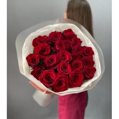 21 роза в оформлении "Эмоции любви"
